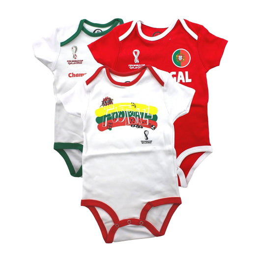 FIFA World Cup Qatar 2022 Portugal Infant Onesies - 3 Pack | EvangelistaSports.com | Canada's Premiere Soccer Store