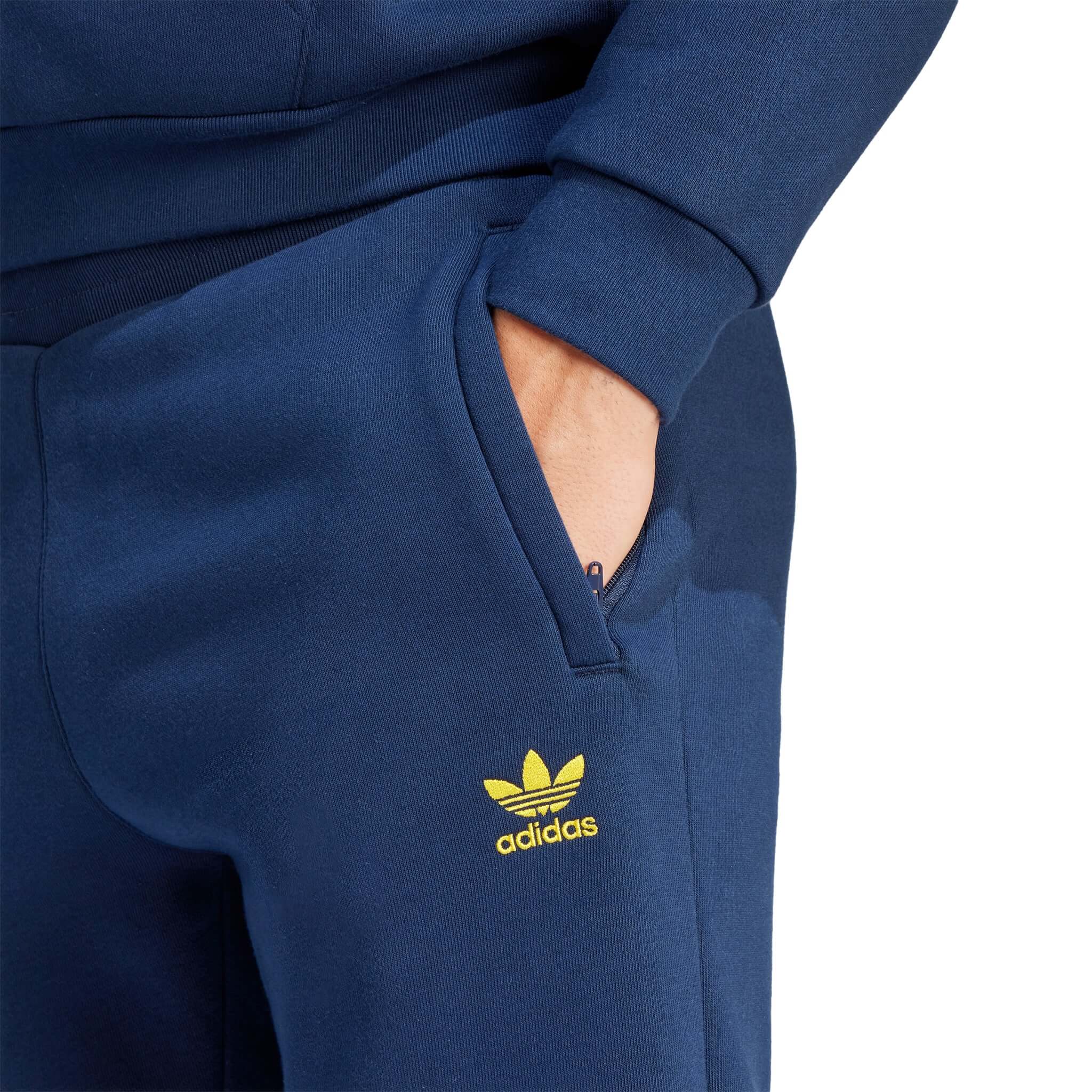 Men s Adidas Arsenal Essentials Trefoil Tracksuit Bottoms Collegiate Navy Tribe Yellow XL
